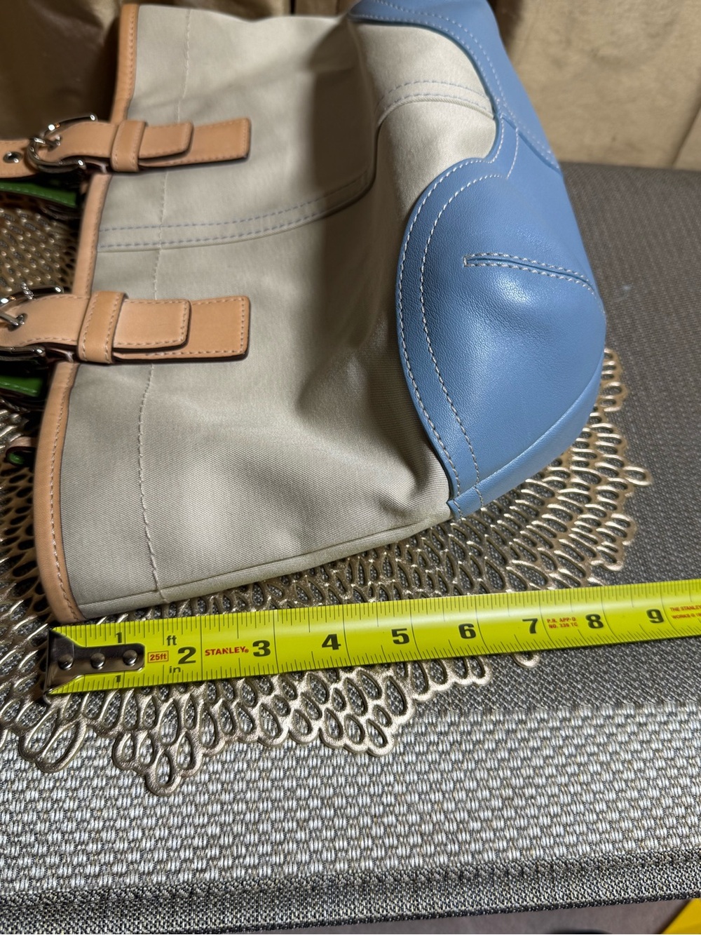 Coach Soho 2003 Daisy Tote 4428 Canvas Blue Trim Green Lining Y2K Rare Vintage - Picture 16 of 16
